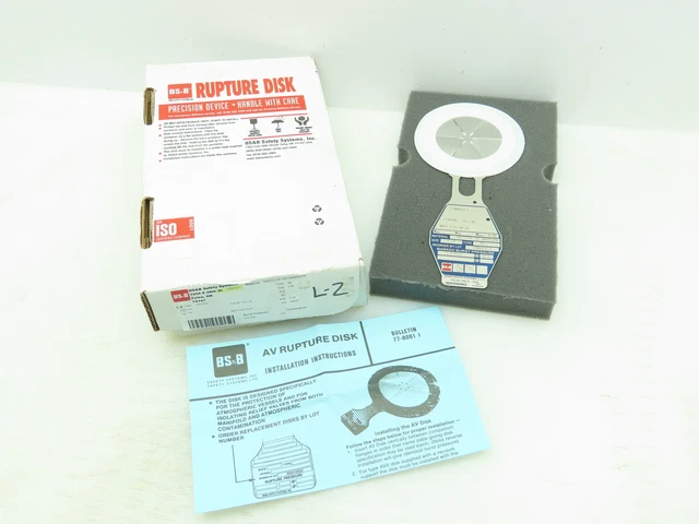 BS&B Safety Systems 17006312-1 Rupture Disk 2" Type AV 12.5 PSID @ 72°F