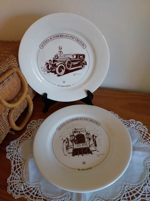 Lot de 8 Assiettes Parlantes Gien – Porcelaine Scènes de Personnages