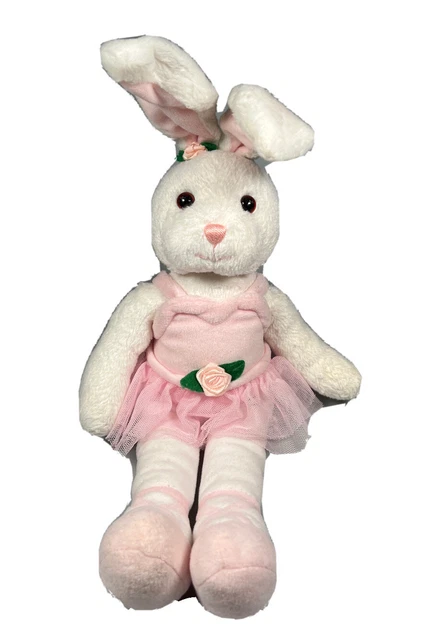 Twinkle Toes Ballerina Bunny Rabbit Pink Rose Tutu Gund Plush 17" Lovey Toy