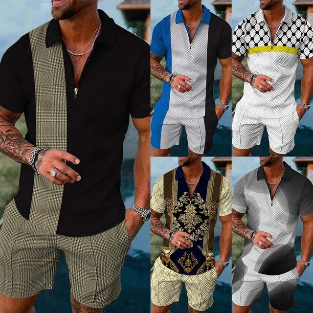 Ensemble élégant maillot et shorts d'athlétisme d'été pour hommes à manche