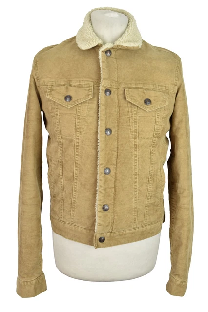 GAP Beige Padded Jacket size XS Mens Button Up Corduroy Outdoors Outerwear