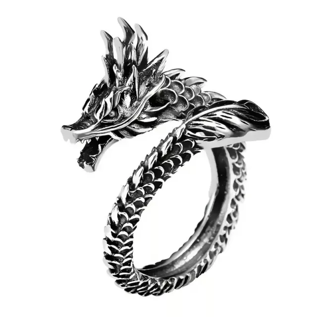 Anello uomo Forma Di Drago Retrò Regolabile Alla Moda dragone colore argento