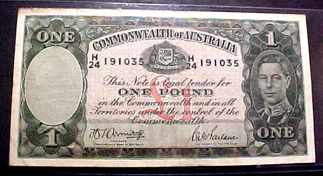 Australia One Pound Currency Note.........min. Bid .01 & No Reserve!