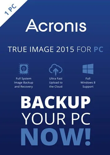 Brand New Sealed Acronis True Image 2015 Disc for 1 PC Computer System Backup