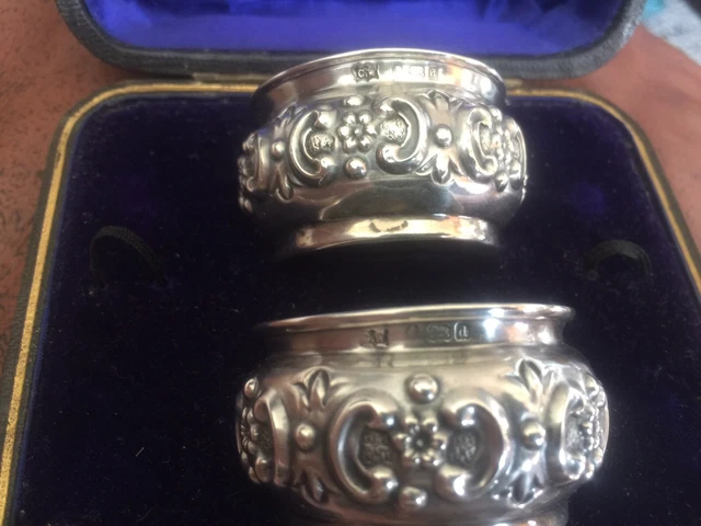 Coppia Sali Vittoriani Argento Sterling Birmingham Scatola Originale 1800 Senza Cucchiai
