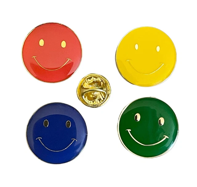 Happy Face Round School House Colours Colleges (GW) Lapel Pin Badge