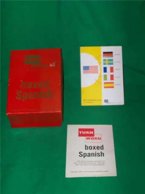 1957 Turn Word Box Set Spanish Foreign Language Espanol English Flash Card Book