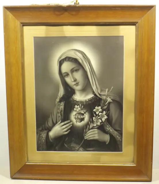 " Maria Virgen"Artística/Litho.in Marrón Rectangular Marco de Fotos Colector De