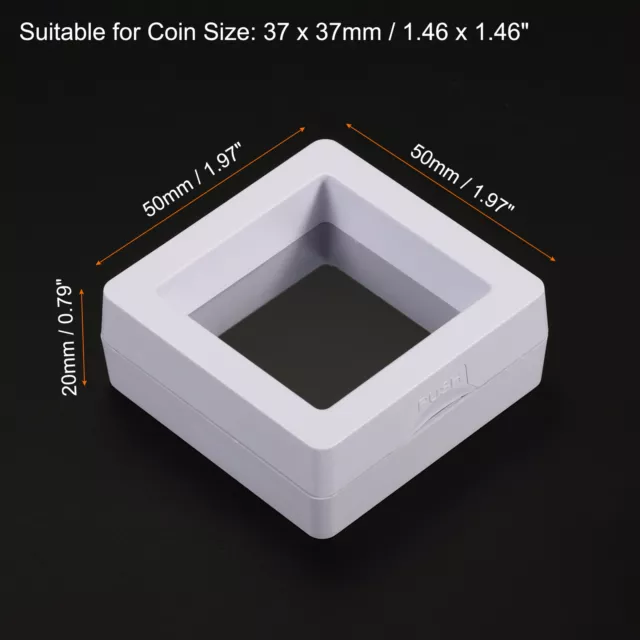 3 ud.2""x2"" 3D vitrina flotante 3D soporte para monedas, soporte para marco colgante, blanco 2