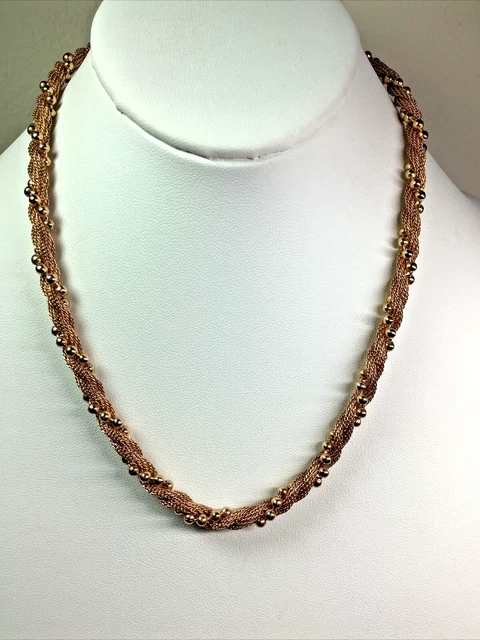 Classic AVON GoldTone Designer Necklace 17" Twisted Mesh Bead Choker    NN31