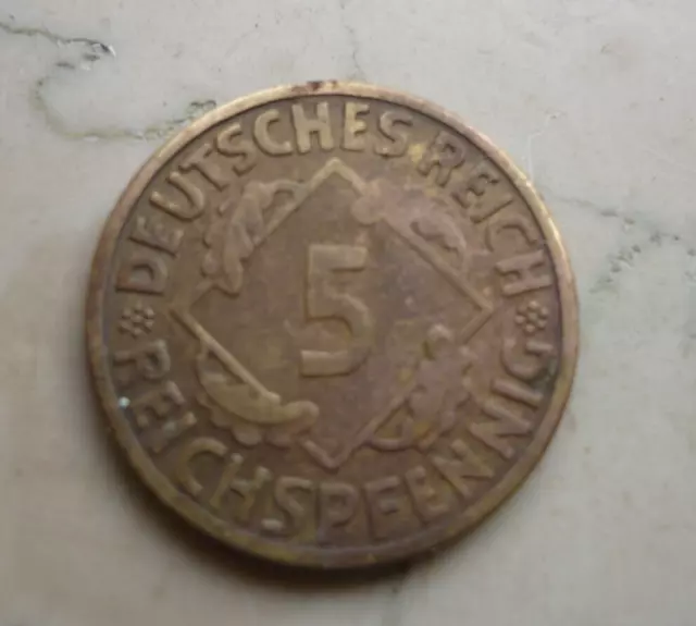 Kursmünze 1925 Weimarer Republik 5 Reichspfennig J