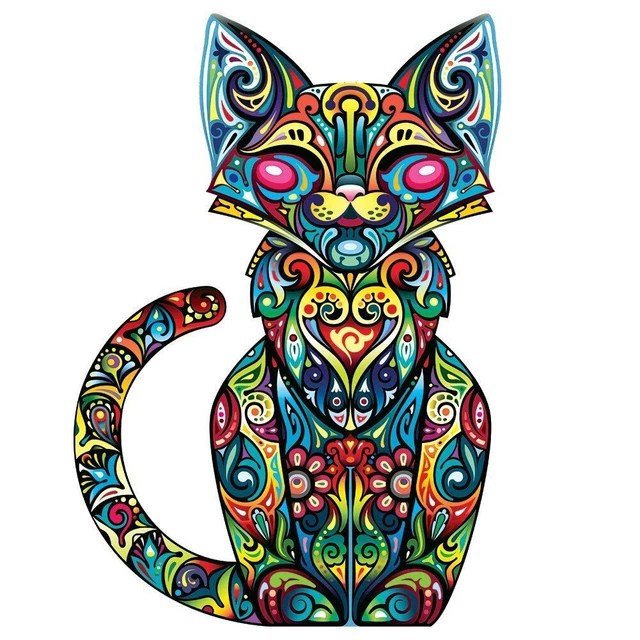 Cat Wooden Puzzle Adult Children Educational Games Irregular Shaped Jigsaw Toys