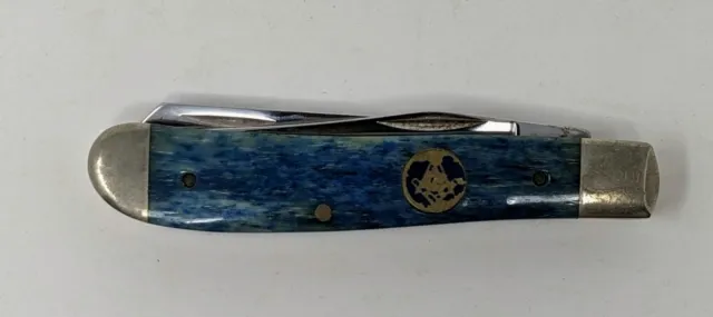 Case XX USA “In Search of More Light” Masonic Masons Blue Trapper Knife B207
