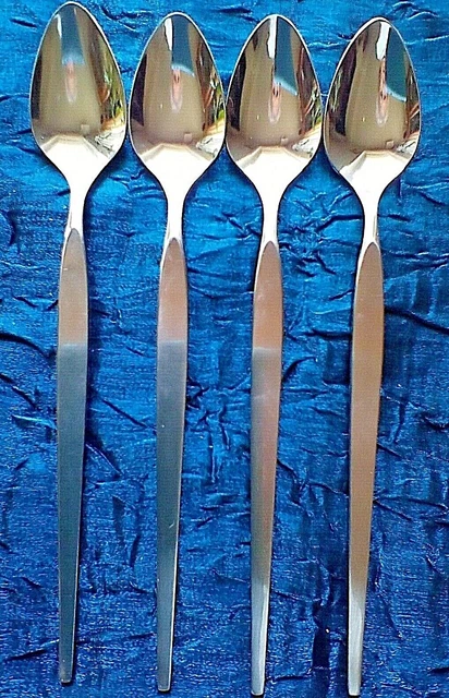Oneida SATINIQUE 4 Iced Tea Spoons (Older Style) Community Satin Stainless 1990