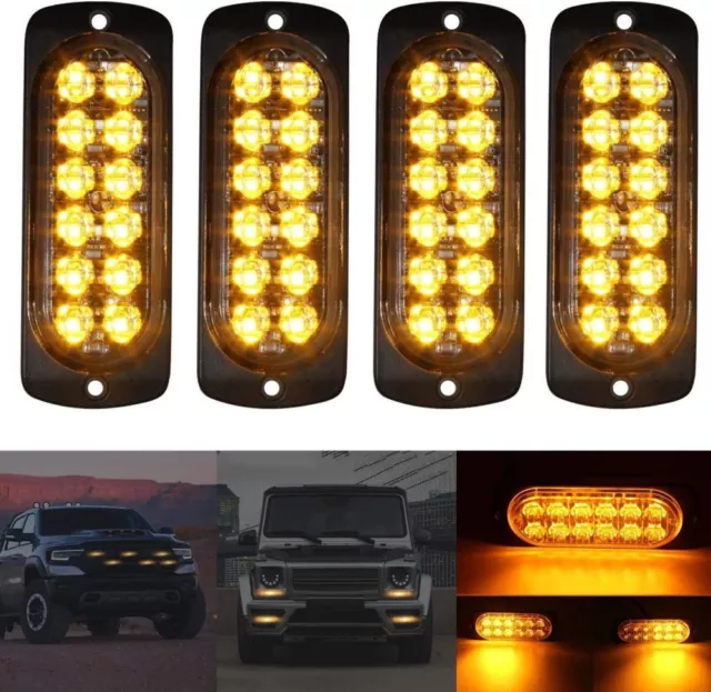 4 X LED Auto Frontblitzer Orange Blitzlicht Warnleuchte LKW Strobe Licht 12V 3