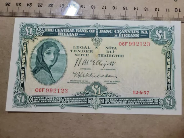 🇮🇪 Ireland, Republic 1 pound  12 June 1957  P-57 P-57d XF Banknote 122122-18