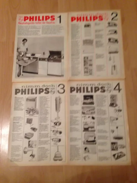 ORIG WERBUNG,REKLAME 1963 PHILIPS Haushaltsgeräte  helfen der Hausfrau 4 Seitem