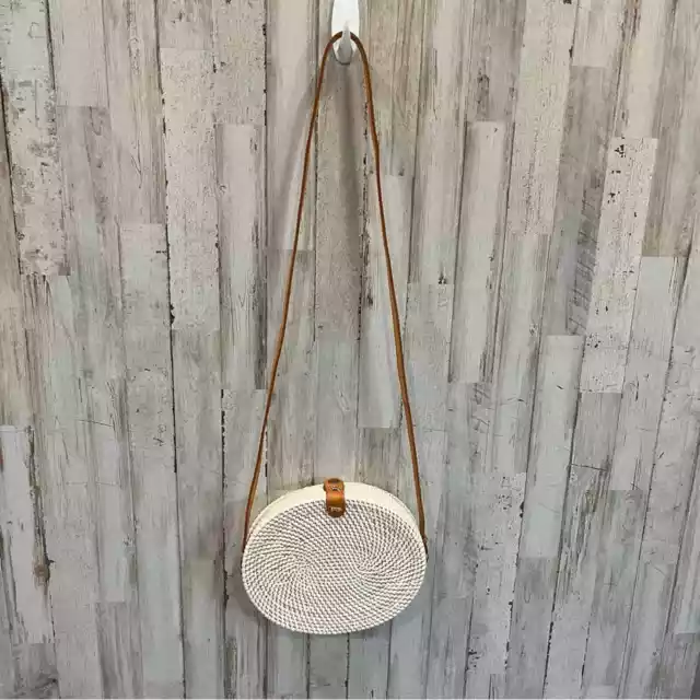 Oval Wicker Rattan Bag Straw Woven Circle Crossbody Handbag Purse