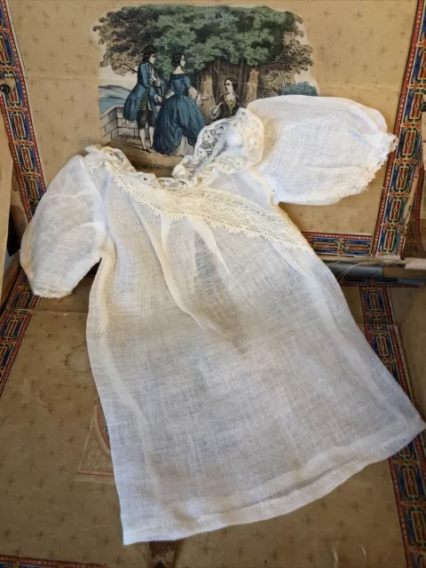 Antique German Child Doll Cotton Muslin Factory Presentation Dress