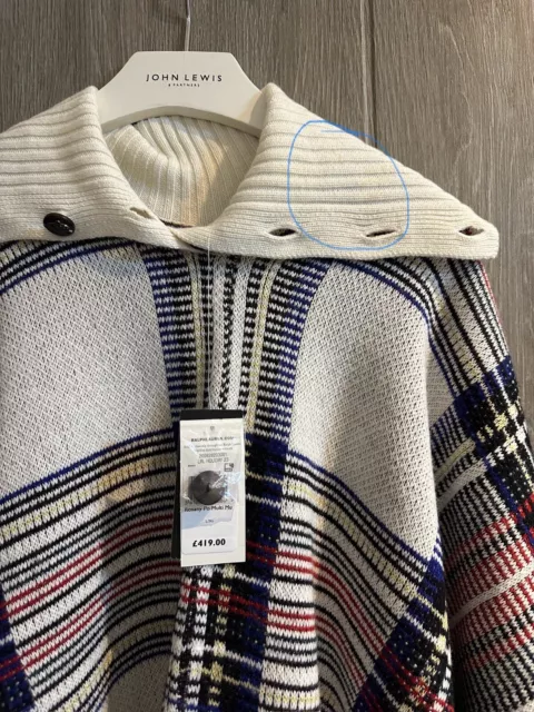 Lauren Ralph Lauren Rosany Check Wool Cashmere Blend Poncho, Multi, Size L / XL 2