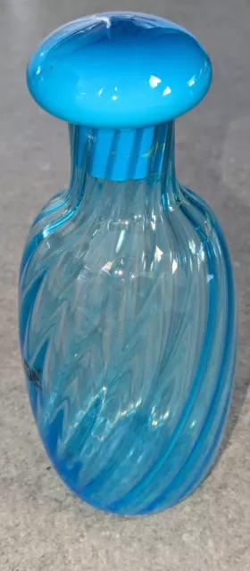 V NASON & C MURANO ITALY Sapphire Blue Bottle with Stopper Art Glass