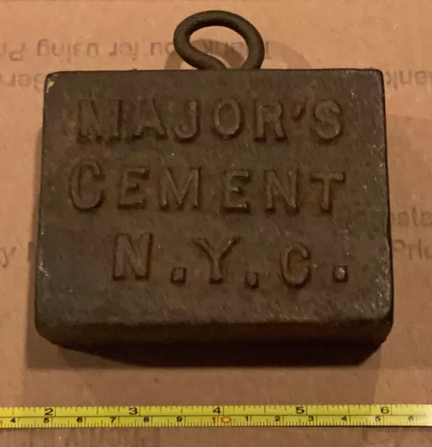 Vintage Major’s Cement Cast Iron Advertising Sign Counter Weight / Strength Test