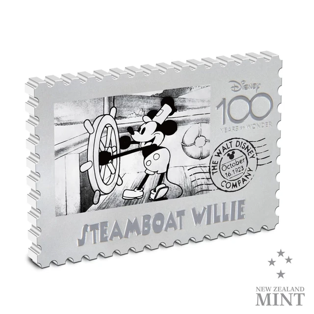 2023 Niue Disney 100th Ann. Steamboat Willie Stamp 1 oz Silver Coin Mintage 2023
