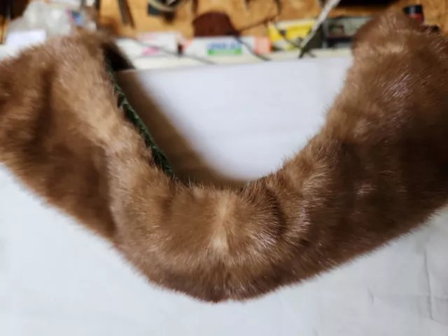 Vtg MINK STOLE Stunning Custom Big Real Fur Wrap Coat Collar