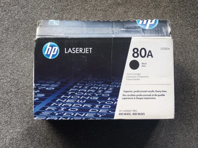 Original Hp Laserjet 80A Cf280A Black Toner Print Cartridge. New In Opened Box