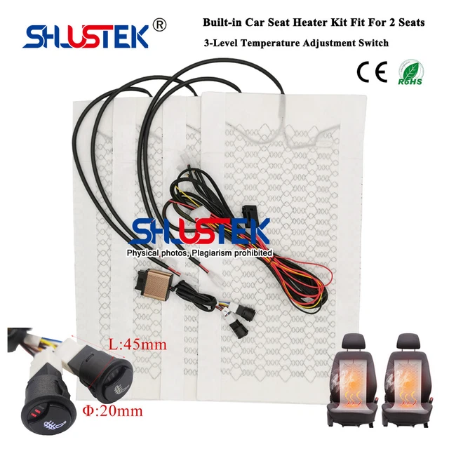 Universal Car Seat Heater Kit Car Seat Heating Pad Fit 2 Seats 12V Round Switch