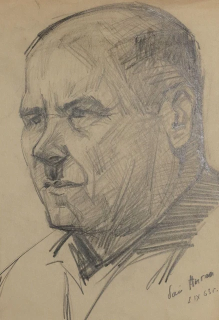 1963 portrait d’homme peinture au crayon réaliste