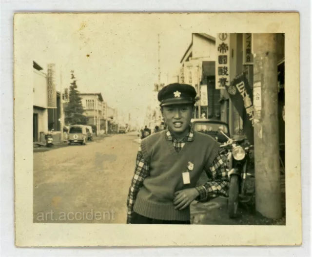 Snapshot - SCHOOLBOY IN JAPAN Original Vintage Found Photo 1930s Kids
