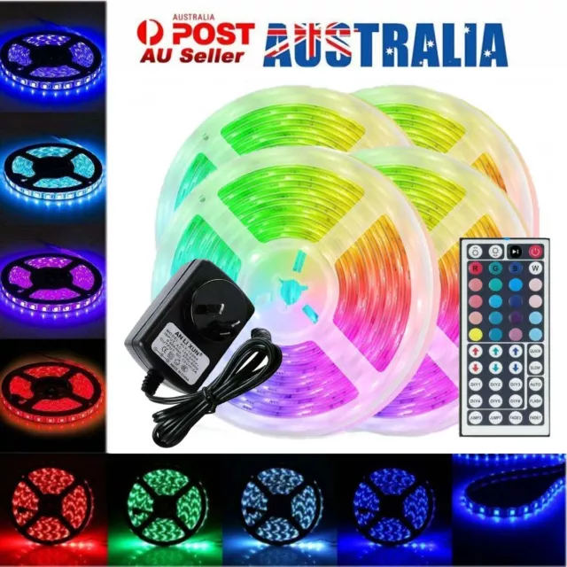 5M 10M 20M RGB 5050 SMD LED Strip Lights Full Kit 44 Key Remote Controller Power