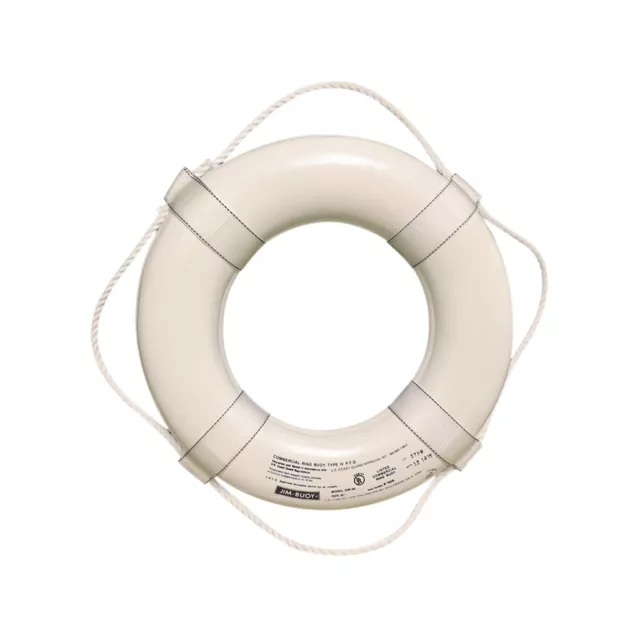 Jim-Buoy G-19 G-Series Life Ring with Web Straps - 19", White