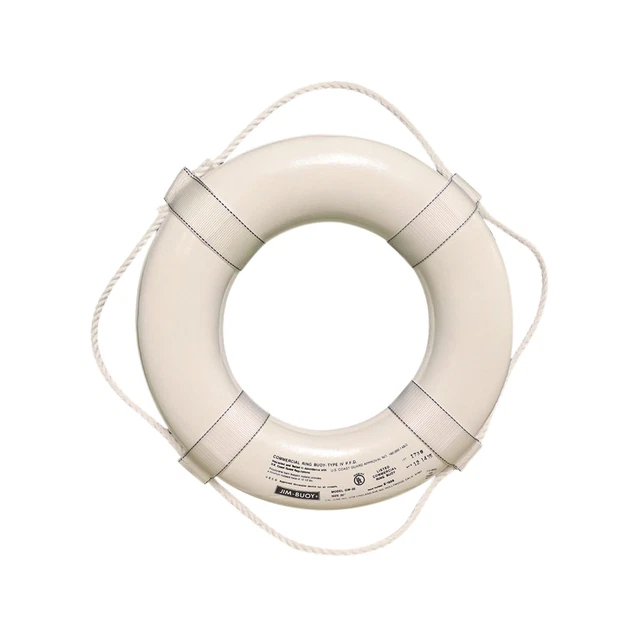 Jim-Buoy G-19 G-Series Life Ring with Web Straps - 19", White