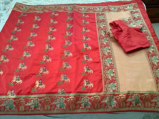 Indian Pakistani  pattu silk Saree Sari Anarkali Lehenga clothing wedding choli