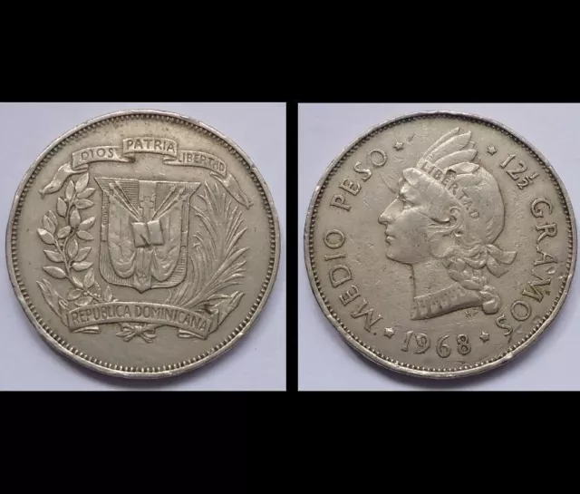 1968 Republica Dominicana Medio Peso *Free Shipping*
