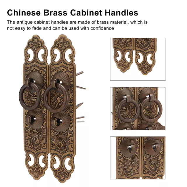 2set Cabinet Faceplate Lucky Pattern Vertical Type Straight Handle Bronze