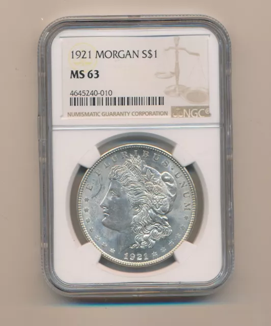 1921 Coins, US Coins, Morgan, 1 Dollar Coin, NGC, MS63, Collectable Item