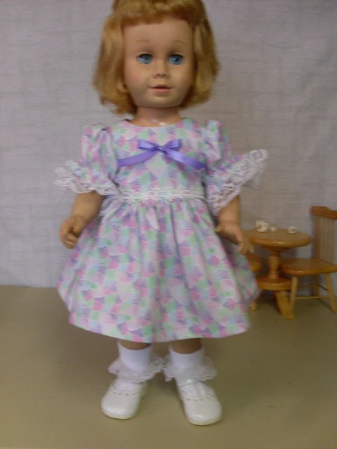 New Matching Dress Set For 20 " Chatty Cathy Doll Soft Tealprint--No Doll