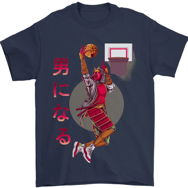 T-shirt giocatore di basket samurai da uomo 100% cotone