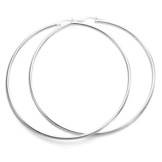 Sterling-Silber Einfarbige 2mm Runde Sleeper Ohrringe | Hoop Earrings | Hoops