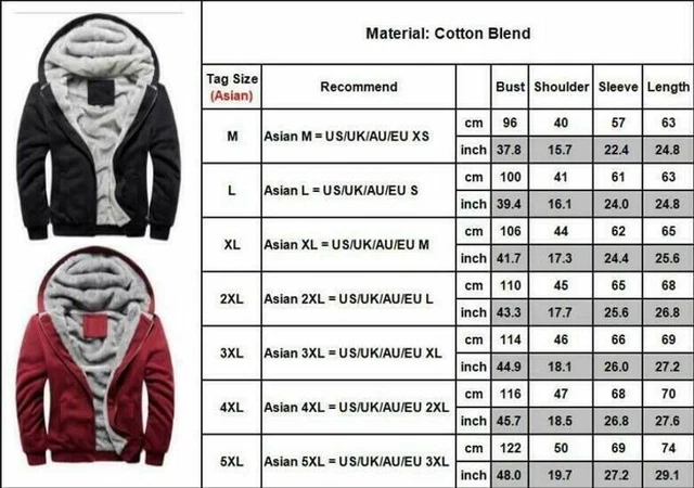 Winter Mens Warm Thick Coat Fleece Fur Lined Jacket Hoodie Zip Up Sweatshirt Top 3