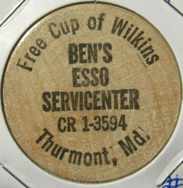 Vintage Ben's Esso Service Thurmont, MD Wooden Nickel - Token Maryland #2