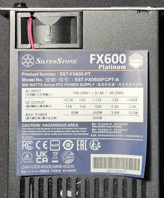 SILVERSTONE SST-FX600-PT CYBENETICS Platinum 600W Flex ATX Power