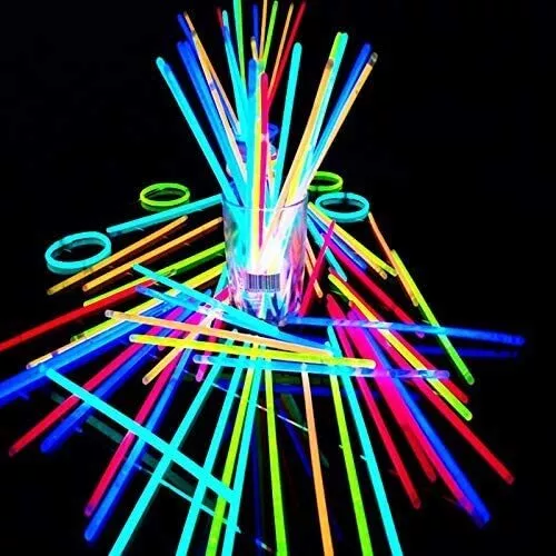 50/100/200 8" Glow Sticks Bracelets Necklaces Party Favors Neon Color +Connector