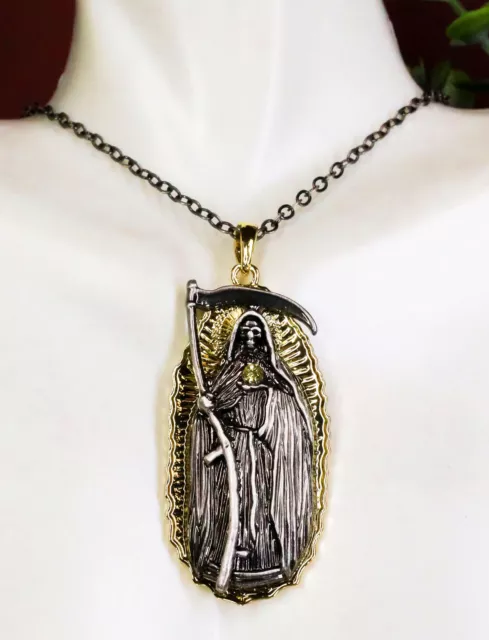 Day Of The Dead Santa Muerte Pewter Necklace Our Lady Of Holy Death Lead Free