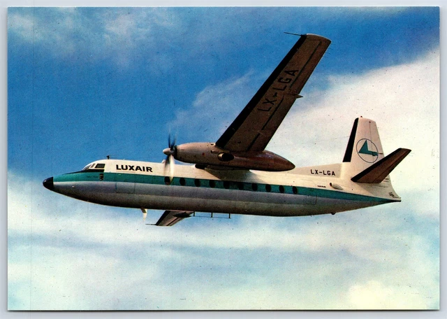 Airplane Postcard Luxair Airlines Fokker Friendship F27 In Flight DA10