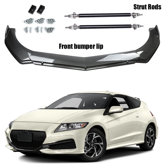 For Honda CR-Z Front Bumper Lip Splitter Spoiler Body Kit Carbon Fiber+Strut Rod