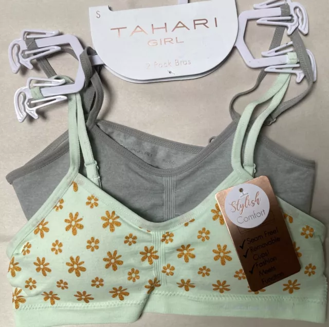 NEW TAHARI GIRLS 3 Pack Cotton Spandex Bras Pristine Bralettes Size Small  24-26 $14.95 - PicClick